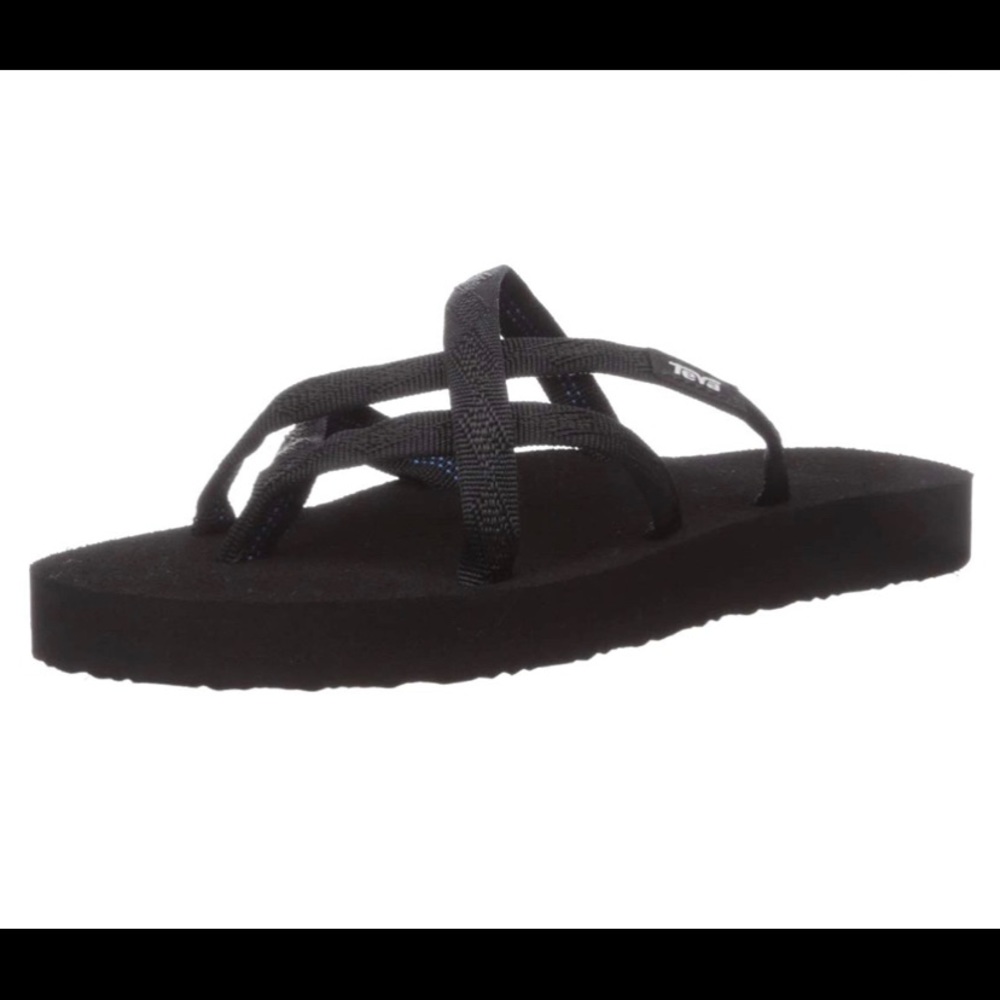 Teva black flip flops size 8